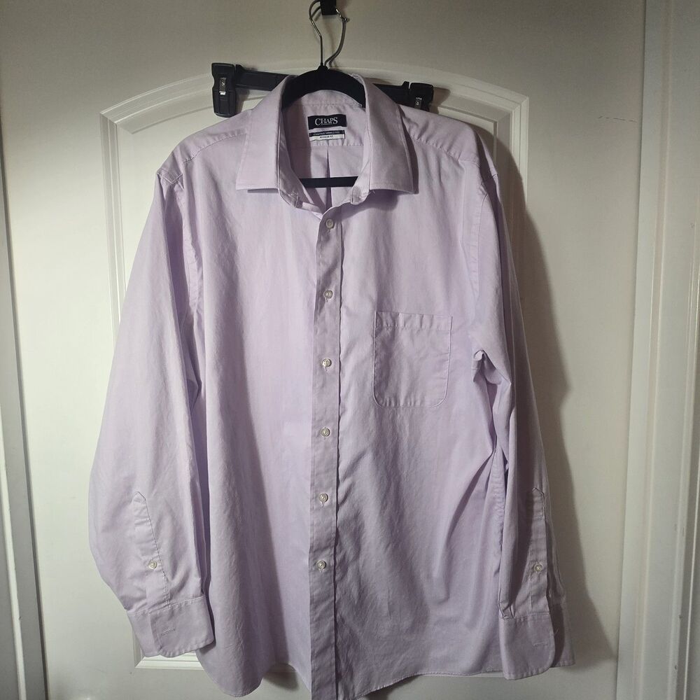 Chaps Wrinkle Free Long Sleeve Purple Button Down, Men's XL Dress Shirt